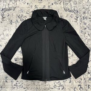 Ann Taylor Black Zip-Up Jacket w/ Hidden Zip-In Hood - Size Medium